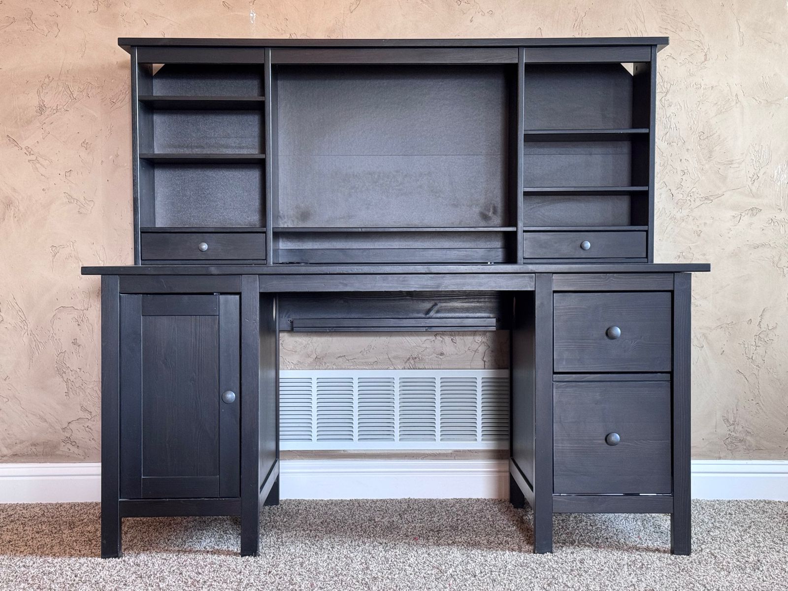 Ikea Hemnes Wood Desk with Hutch