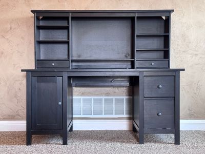 Ikea Hemnes Wood Desk with Hutch