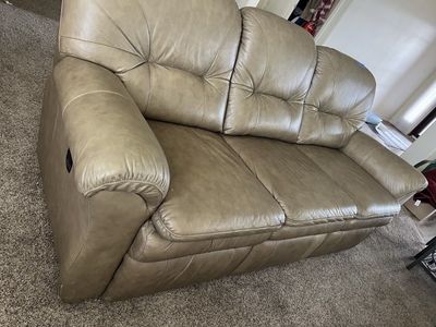 Comfortable Tan Reclining Sofa - 3 Seater Couch, Plush Upholstery