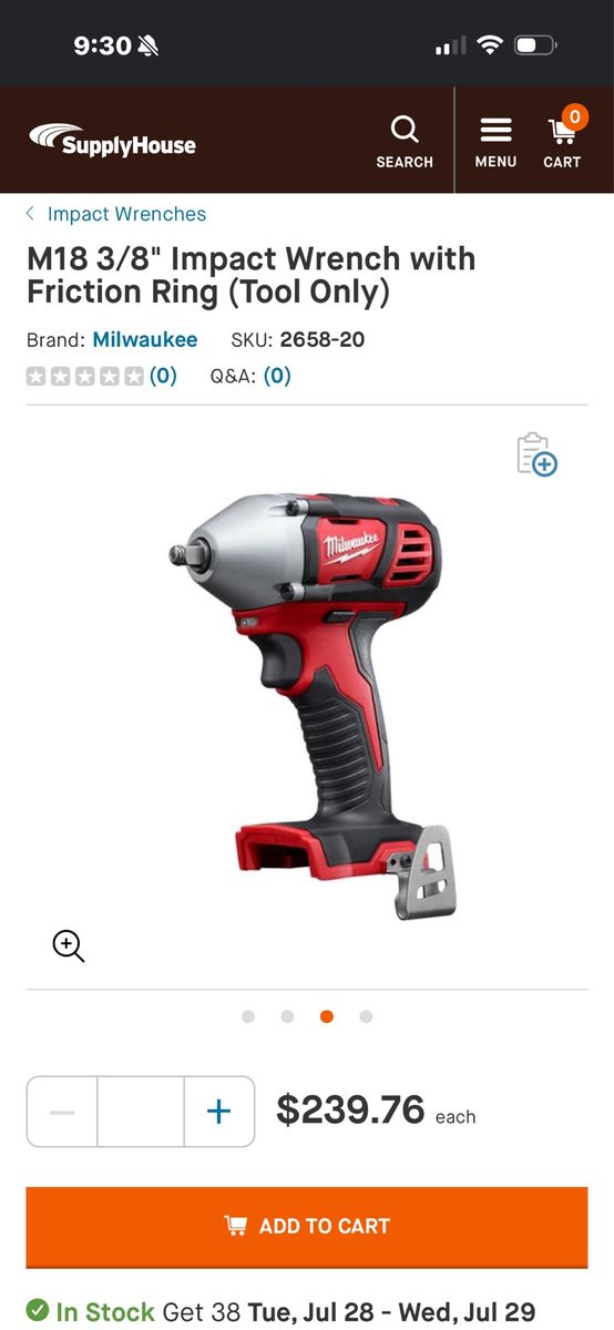 Milwaukee 3/8” cordless impact gun (tool only) brand new