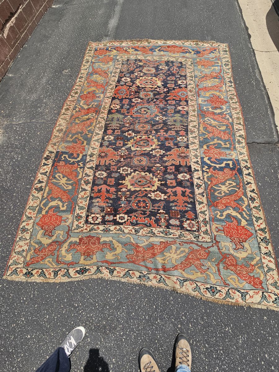 Large Antique Carpet: 11' x 7'