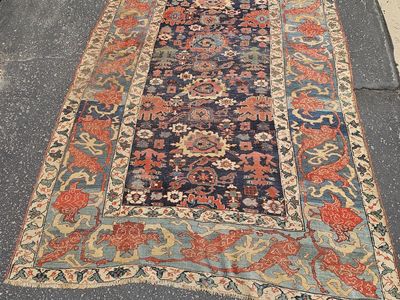 Large Antique Carpet: 11' x 7'