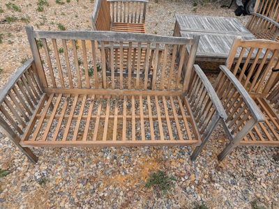 Used Teak Wood Furniture, 4 chairs, 2 tables, 2 loveseats