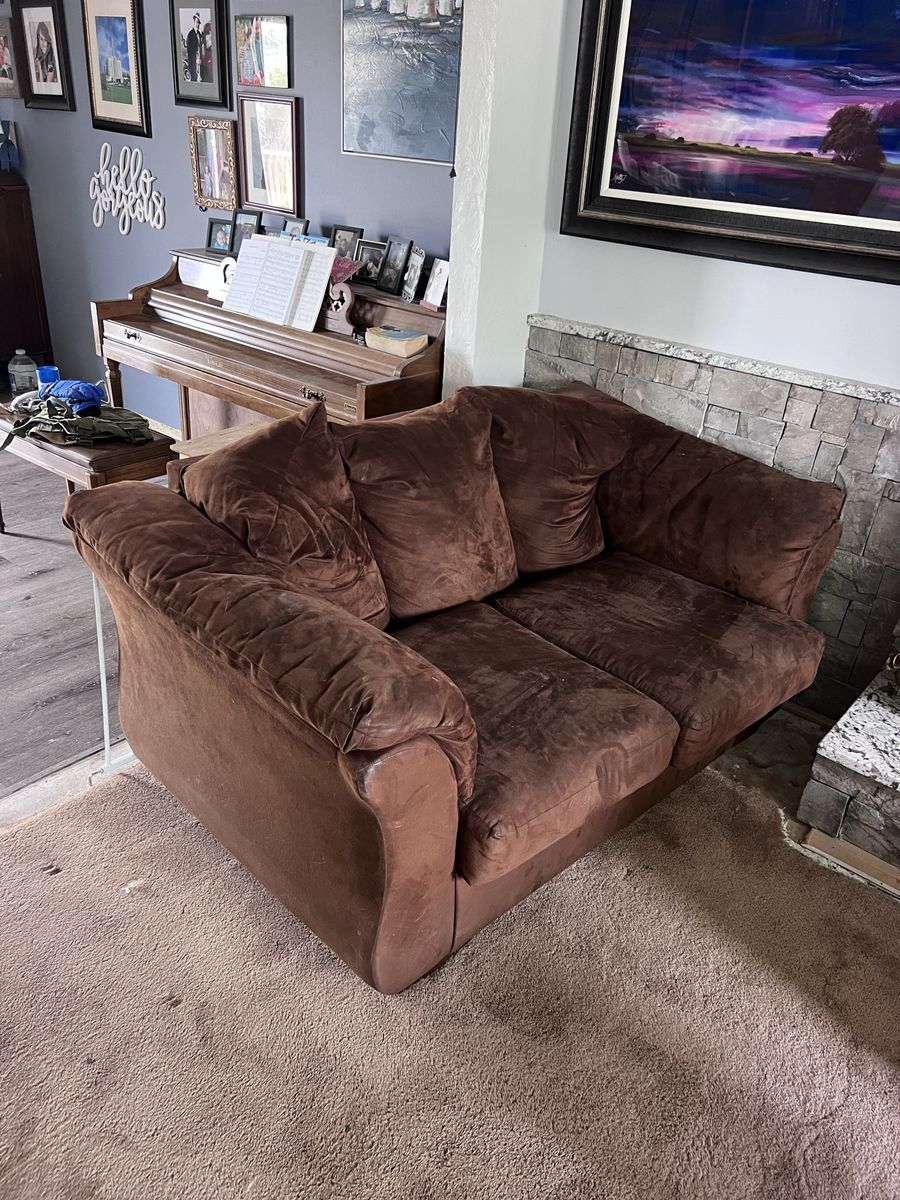 Loveseat brown microfiber