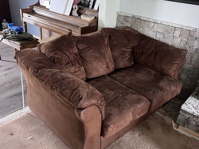 Loveseat brown microfiber