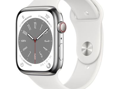 Apple Watch Series 8 Stainless Steel Case with White Sport Band