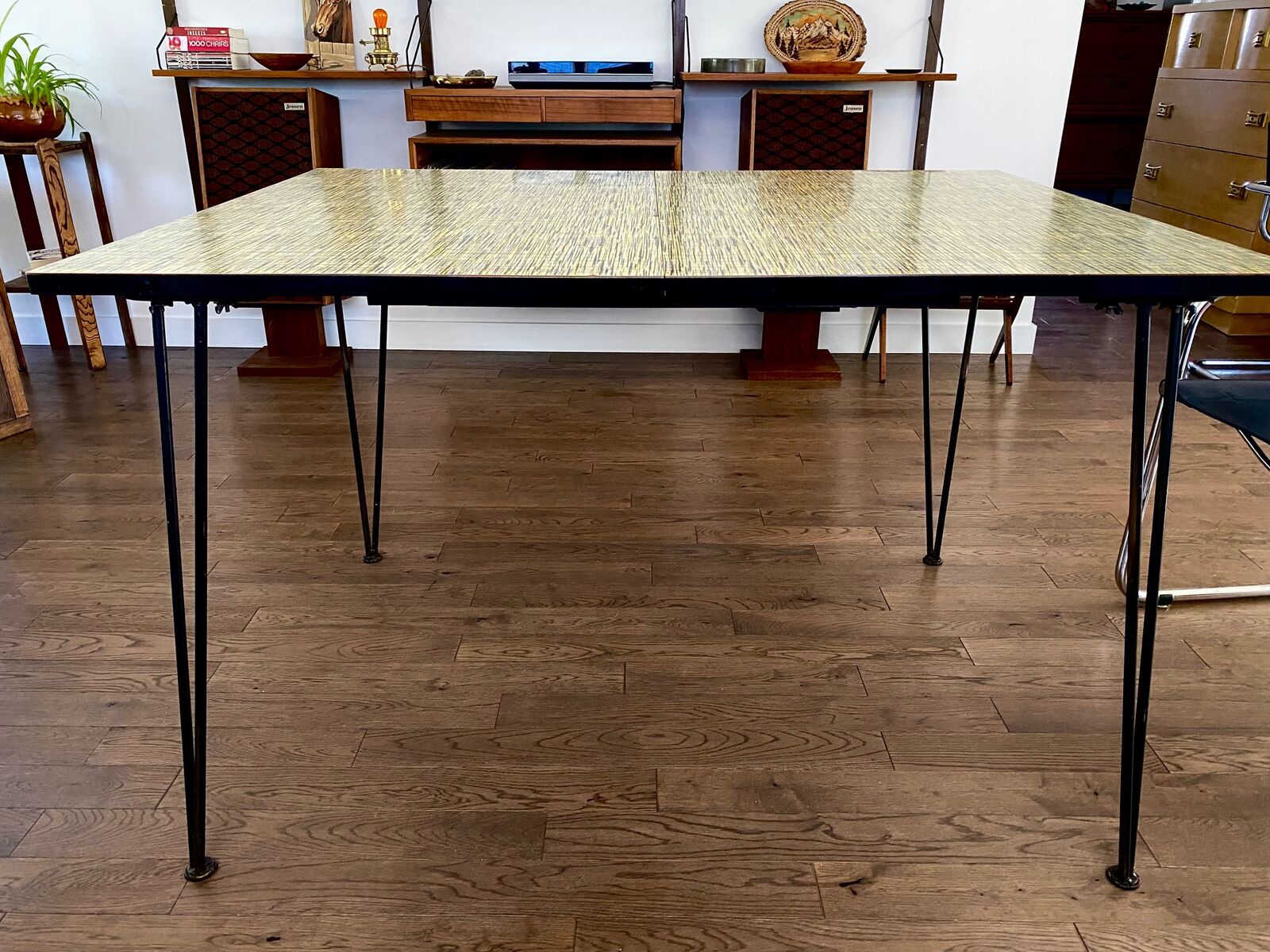 1953 Mid Century/Atomic Rod Iron & Formica Dining Table with Leaf