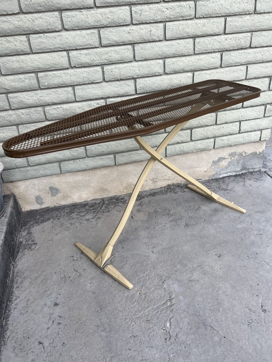 Vintage Metal Mesh Folding Ironing Board - Brown and Cream