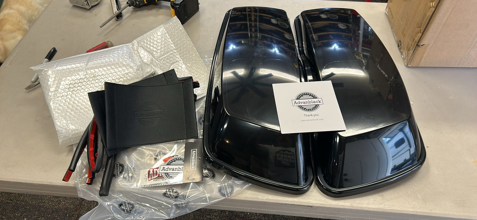 Advanblack Black Motorcycle Hard Saddlebags - Unused, Ready for Installation