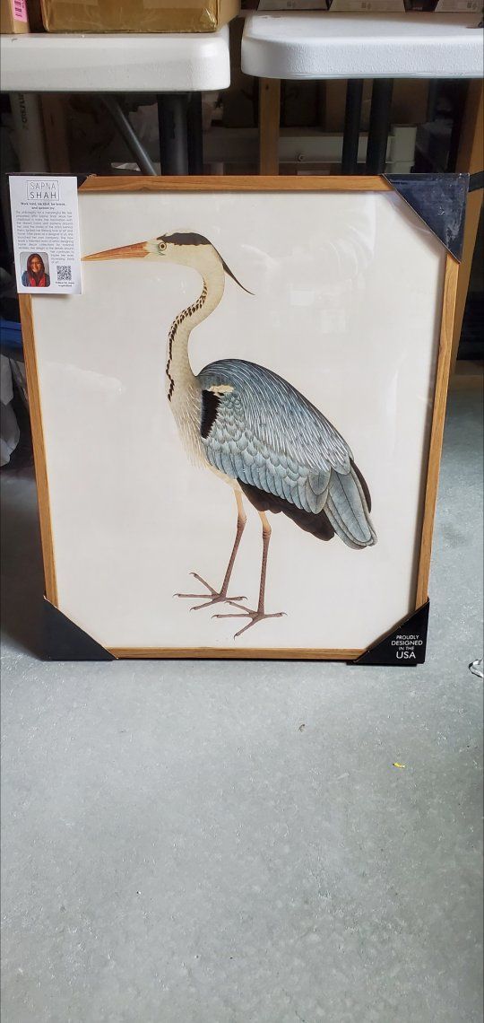 Vintage Gray Heron Print | 20 x 24.5 | Sapna Shah