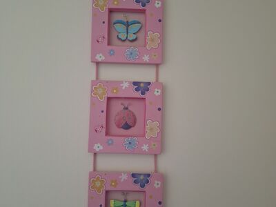 Girls Room Decor Lady Bug Butterfly Dragon Fly Pink hanging wall piece