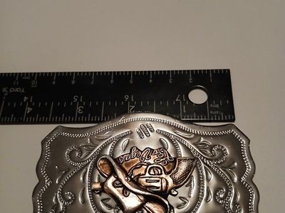 Las Vegas Cowboy Revolver & Hat Metal Belt Buckle