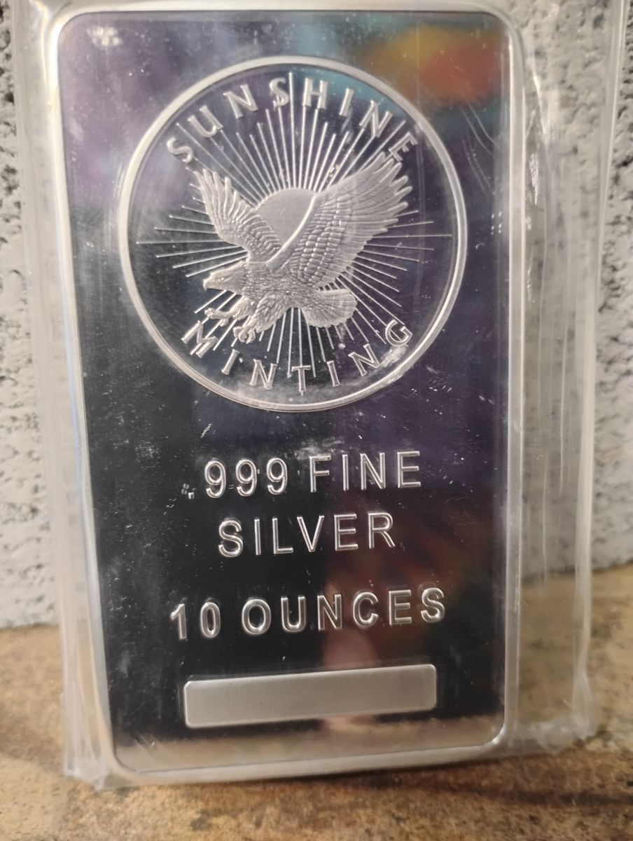 10 oz SILVER BAR Bullion .999 Fine Silver Sunshine Mint