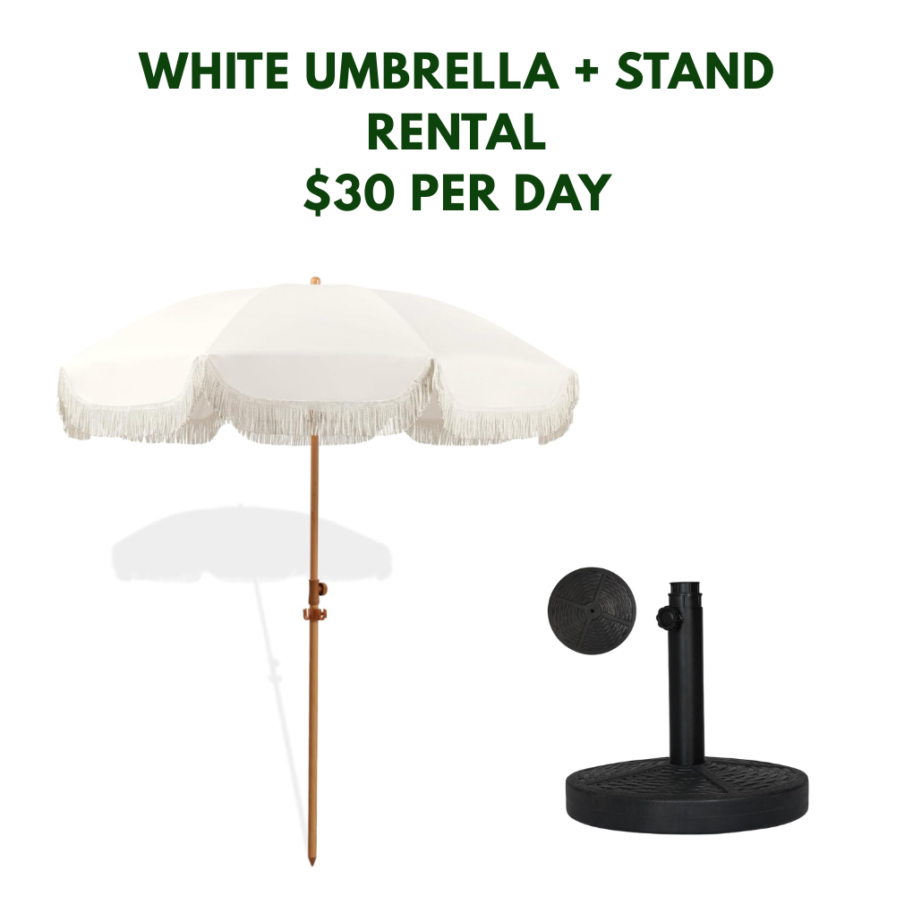 White Umbrella + Stand RENTAL