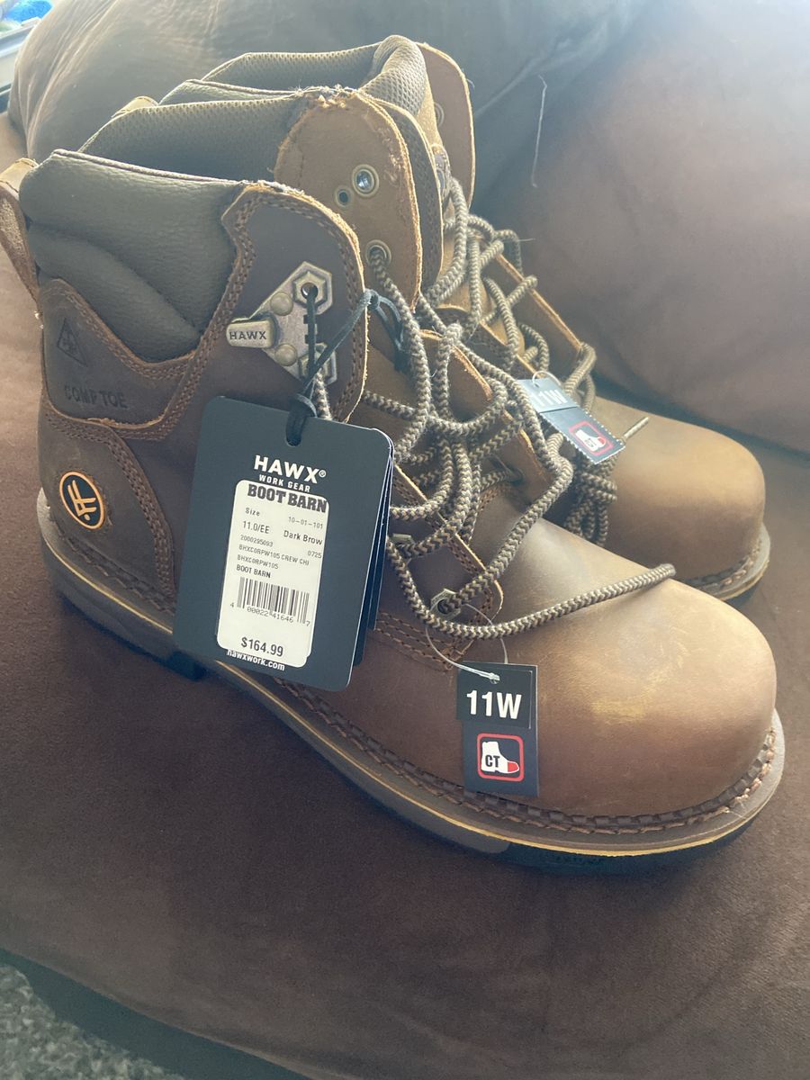 Hawx Work Gear Composite Toe Boots Dark Brown Size 11W New
