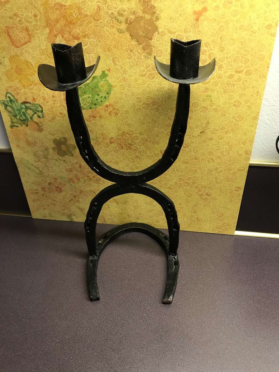 Horseshoe Candle Stand, Holds 2 Candles 7/8” in Dia.