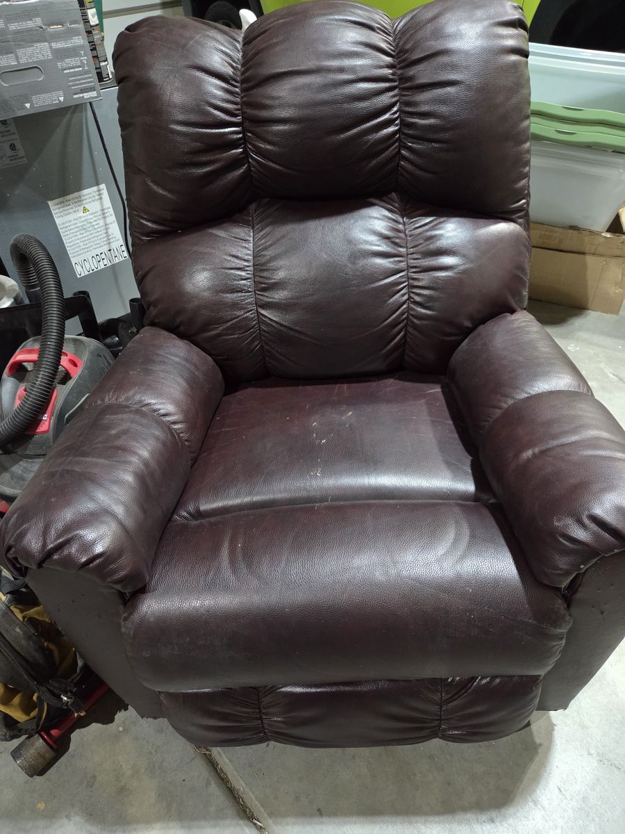 Brown Faux Leather Recliner Armchair - Used, Comfortable Seating