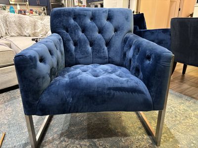 Pair Of Blue Velvet Chairs