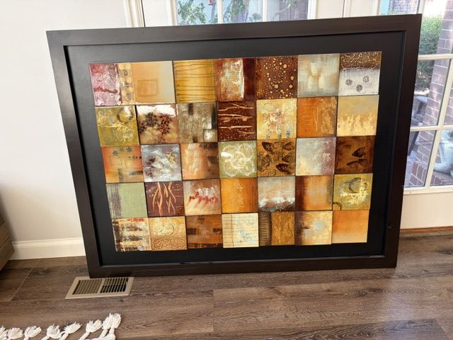 Large Framed Abstract Wall Art - Textured Earth Tones 58-inches x 44-inches