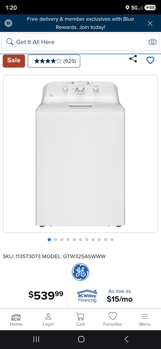 GE Top Load Washing Machine GTW330ASK0WW White