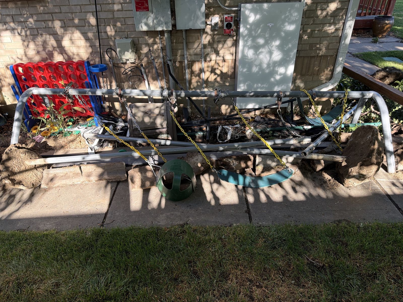 FREE Metal A-Frame Swing Set - 2 Swings Included - Disassembled, Ready for Pickup
