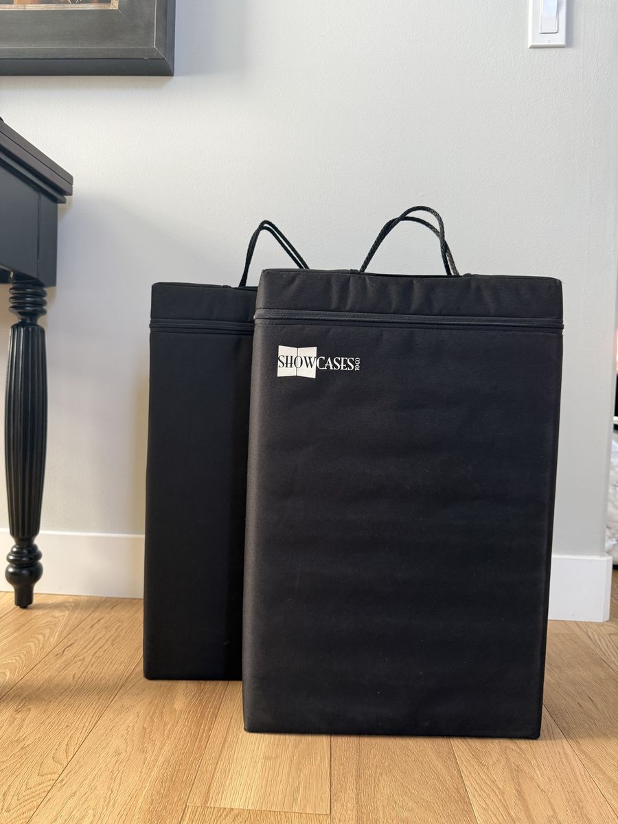 Jewelry display SHOWCASES to go 2-Piece Portable Display Cases/Art Portfolio - 1 Black, 1 Brown 18x24, with covers