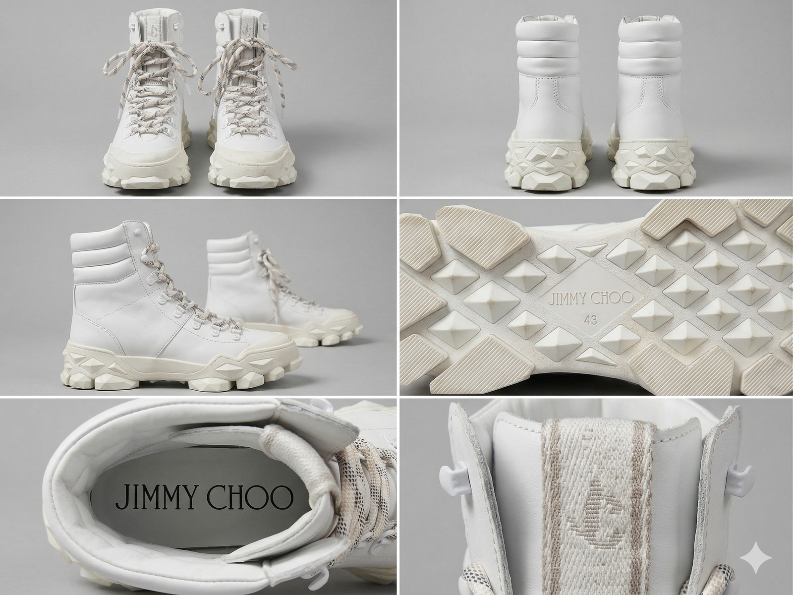 JIMMY CHOO White leather Diamond x Hike/F leather boots