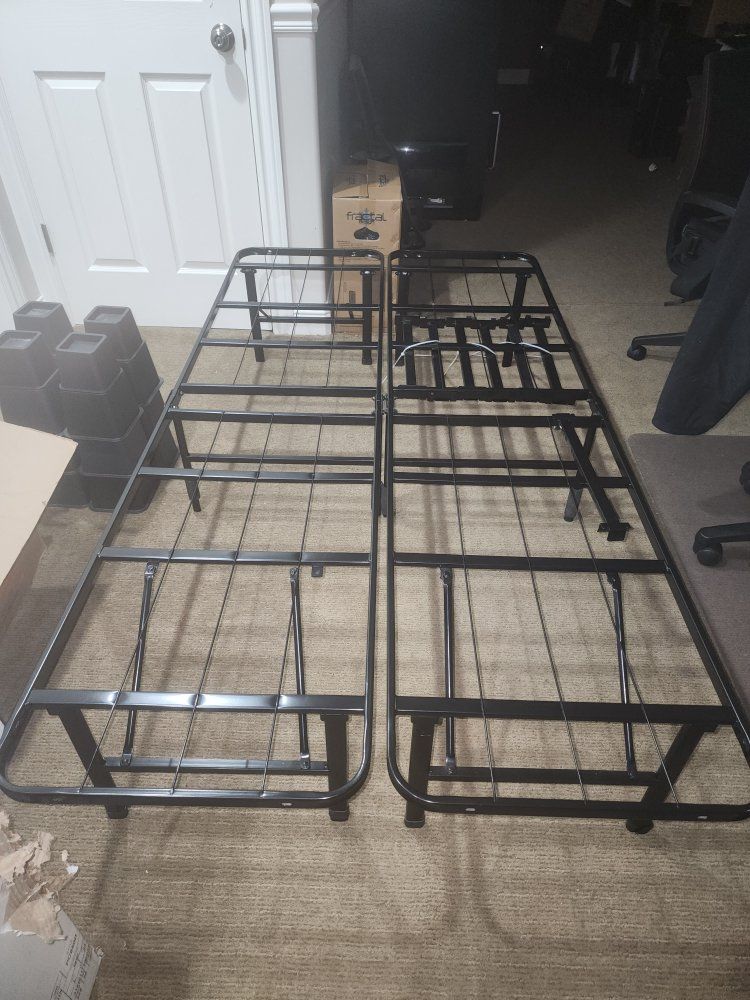 Black Metal Folding Twin Bed Frame Platform Base