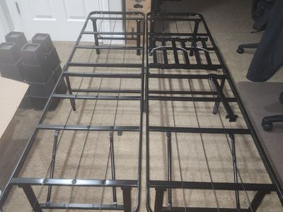Black Metal Folding Twin Bed Frame Platform Base