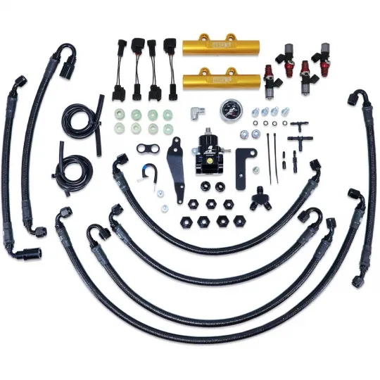 IAG PTFE Flex Fuel System w/ 1300cc Injectors, Lines, FPR & Gold Rails for Subaru WRX STI WRXSTI    IAG-AFD-2322GD