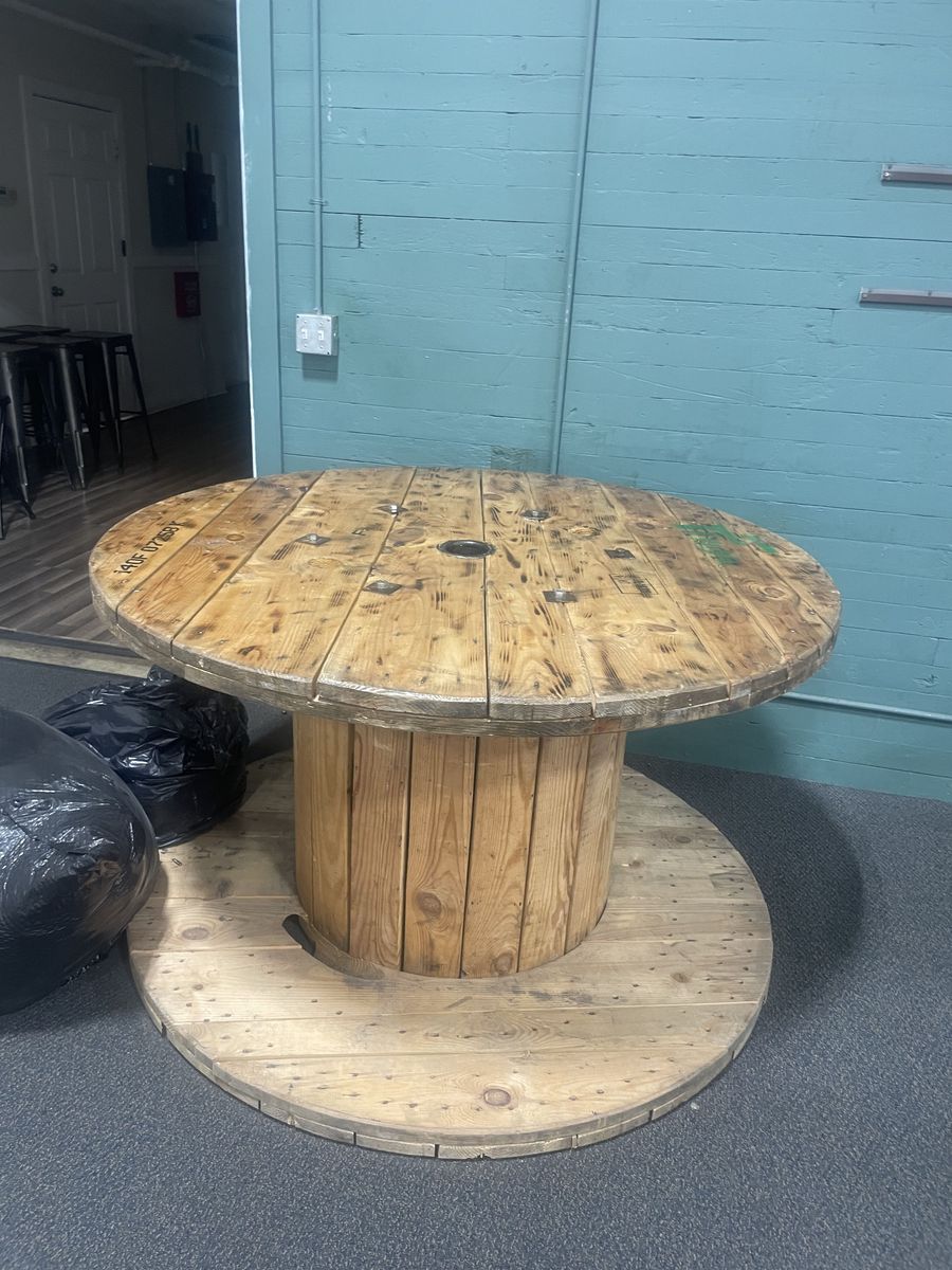 Large wooden spools