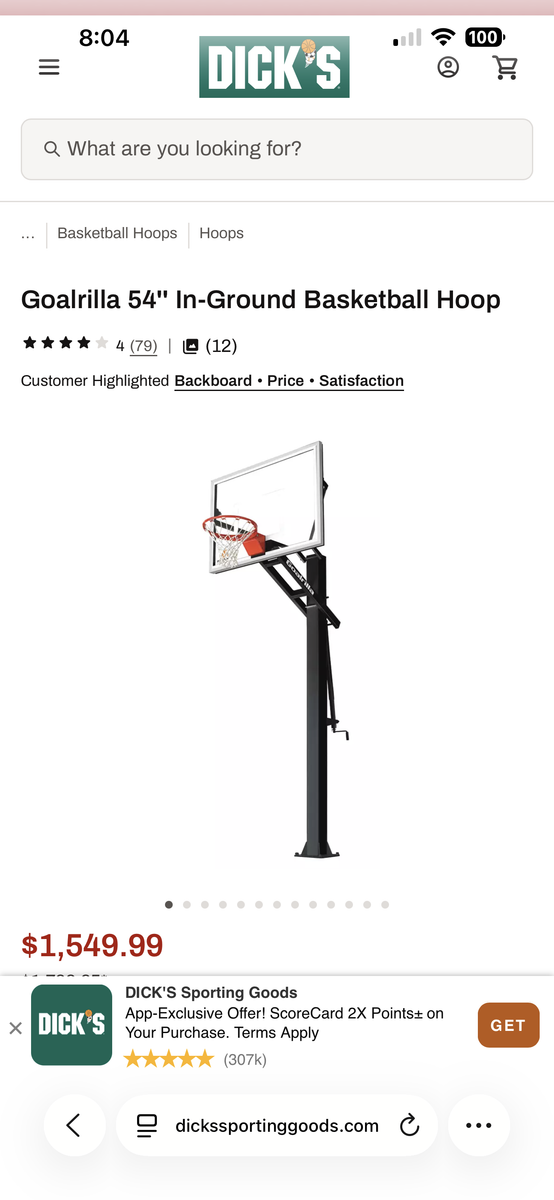 Goalrilla 54” In-Ground Basketball Hoop