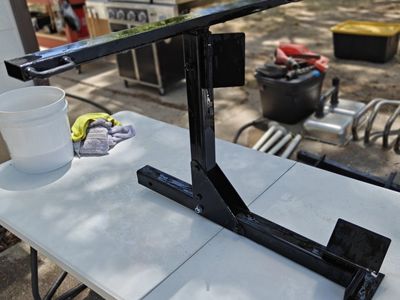 Motorcycle Wheel Chock Hitch Transporter, Black Steel, Heavy Duty, Universal Fit, Adjustable