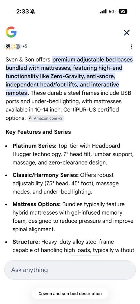 Sven And Son Adjustable Bed