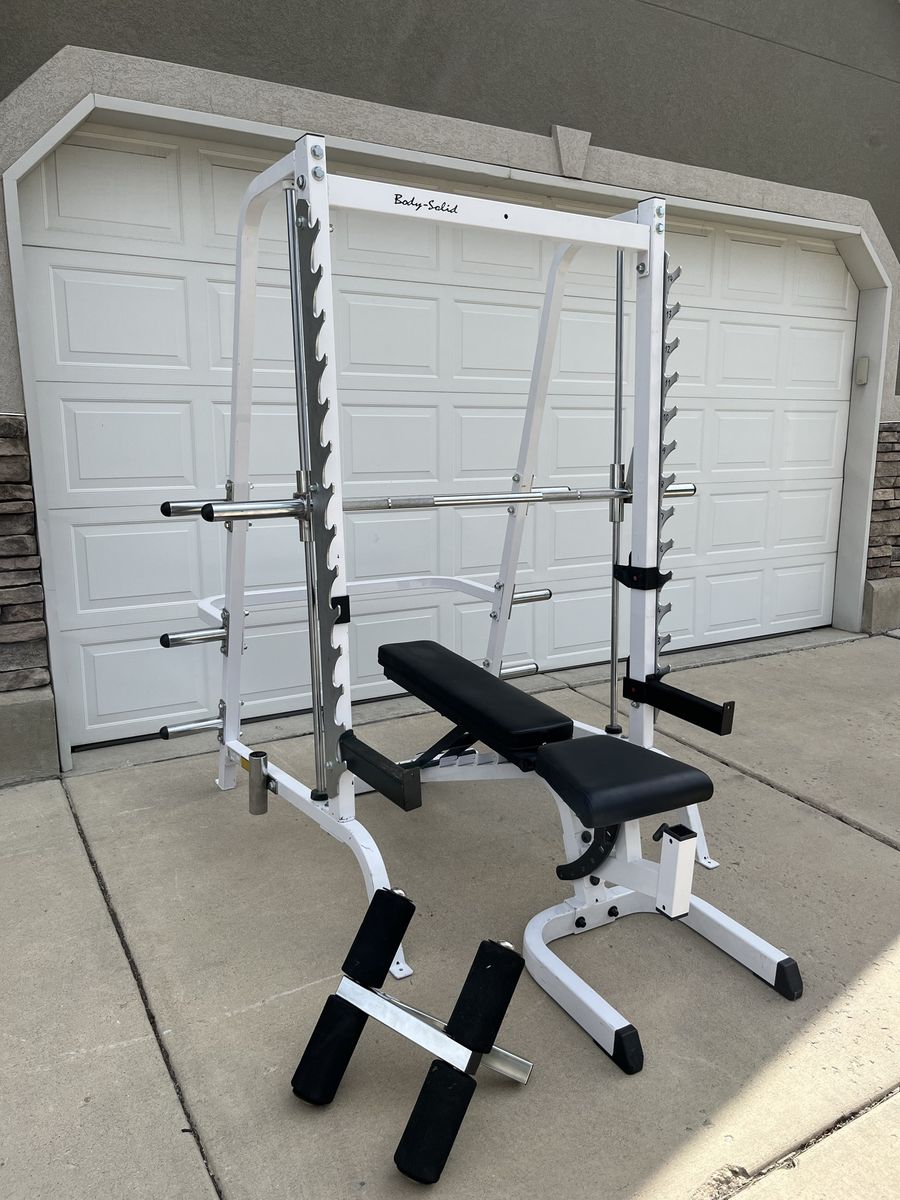 $2000 BODY SOLID Olympic Smith Machine & Bench (Delivery Available)