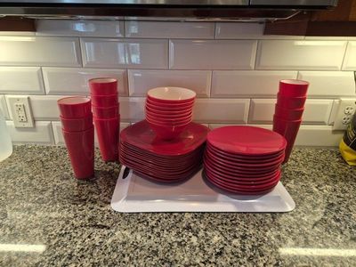 Red Melamine Dinnerware Set