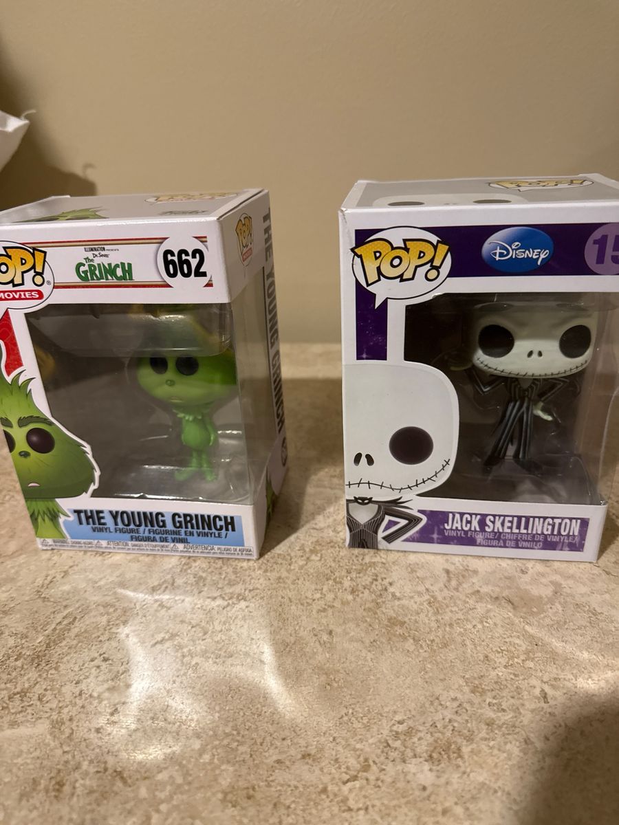 Funko Pop The Young Grinch #662 and Jack Skellington Vinyl Figures