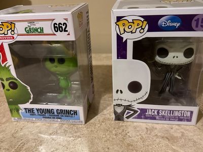 Funko Pop The Young Grinch #662 and Jack Skellington Vinyl Figures