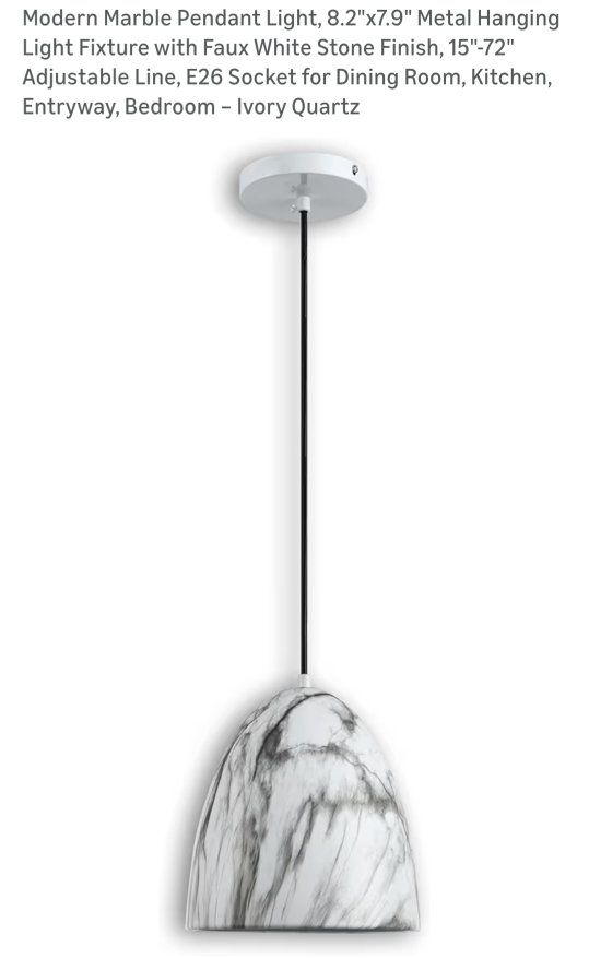 Ivory Quartz Marble Pendant Light 15"-72