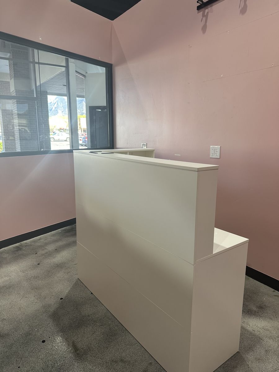 Office desk with filing cabinet