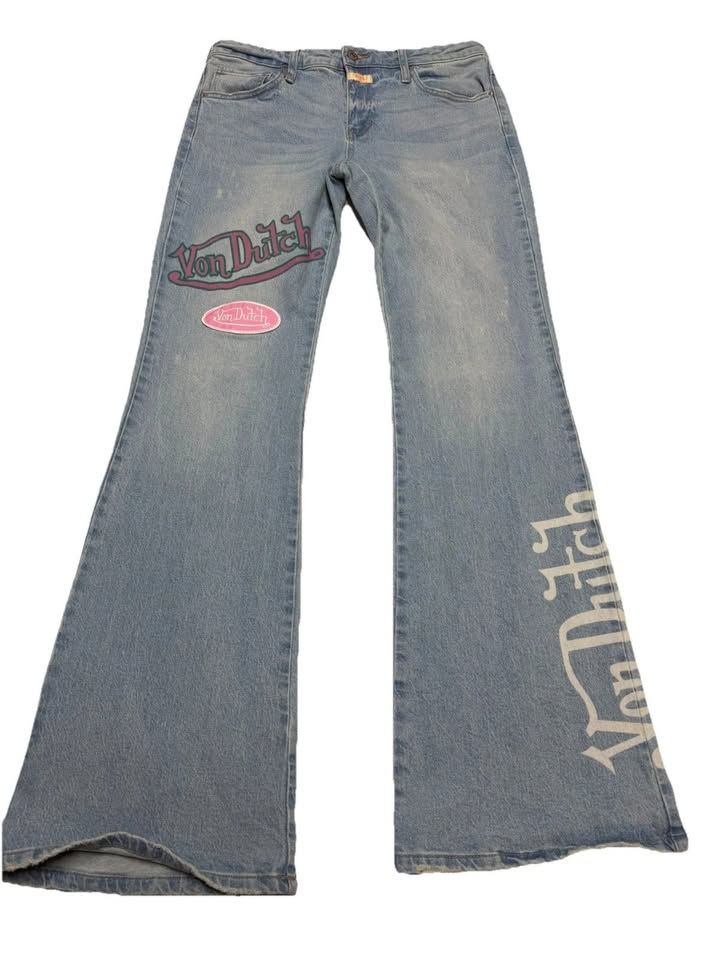 Von Dutch Jeans 28 Eyeball Patch Embroidered Light Wash