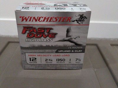 Winchester Fast Dove High Brass 12 Gauge Shotgun Shell Box - 25 Rounds