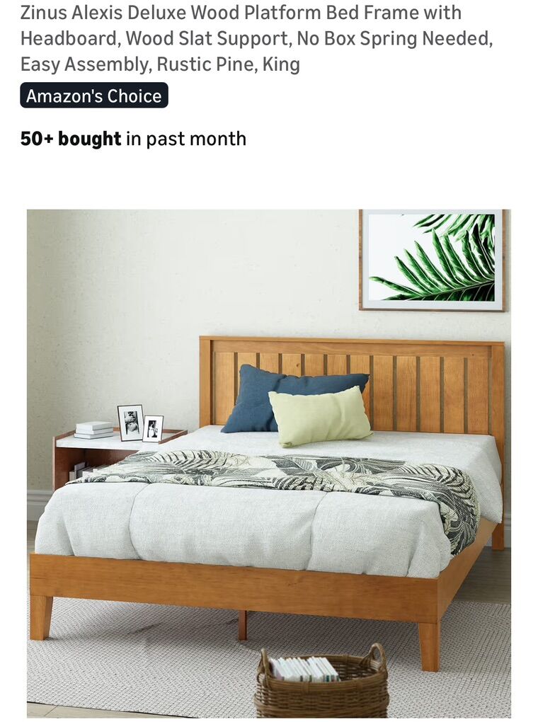 King Zinus Alexis Deluxe Wood Platform Bed Frame