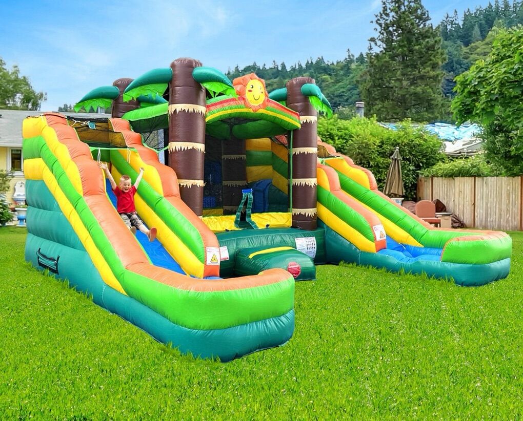 Bounce House Double Water Slide Combo For Kids !!