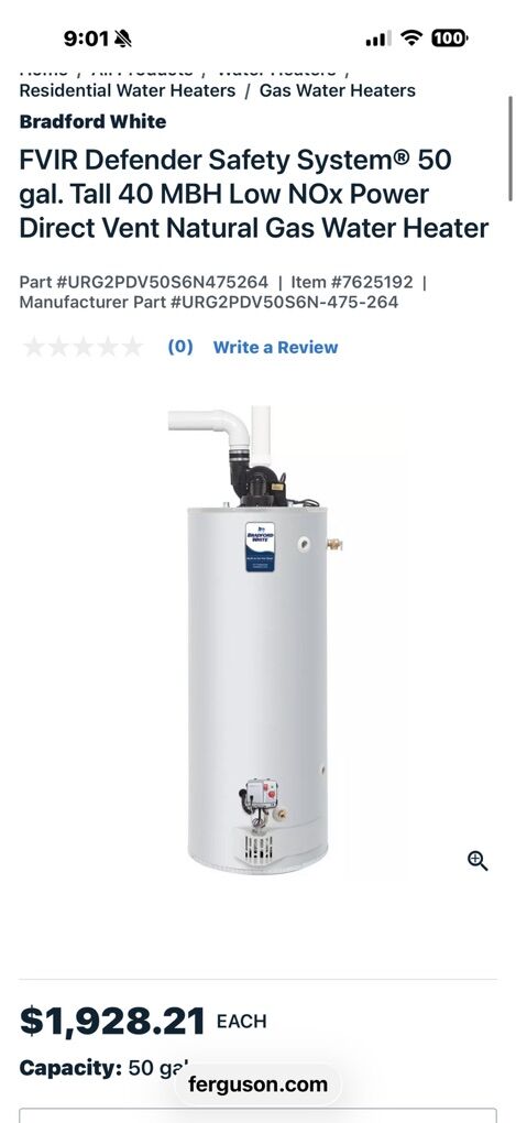 Water Heater DV 50 Gallon