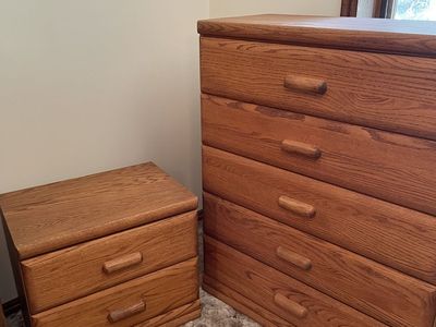 solid oak chest of drawers, nightstand