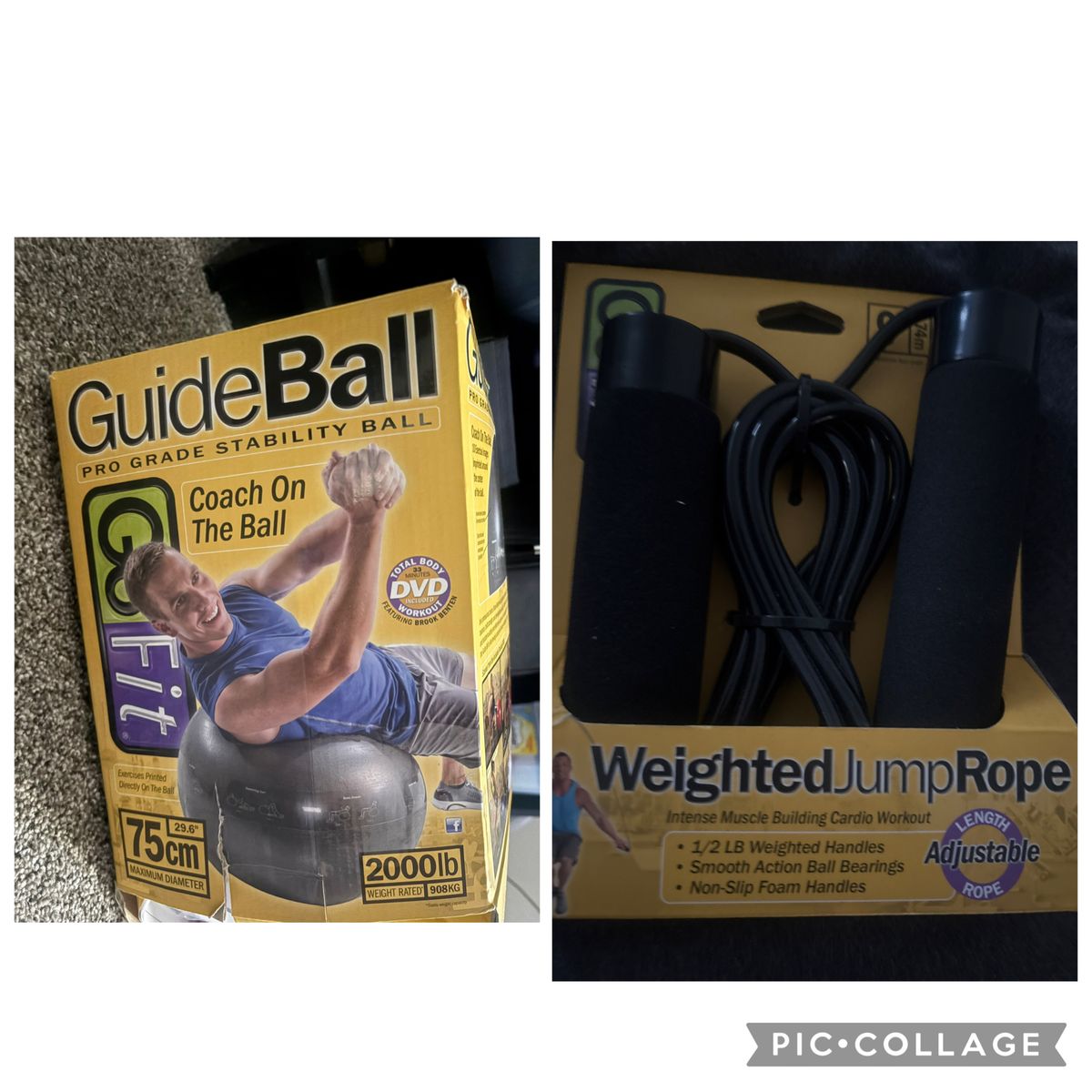Gaiam GuideBall 75cm Stability Ball & Weighted Jump Rope Set - Unused Fitness Equipment
