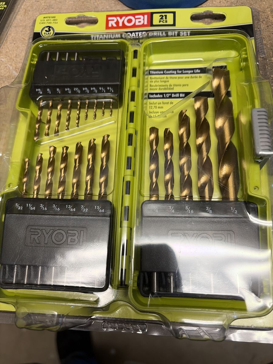 New Ryobi Titanium Coated Bits 21pc