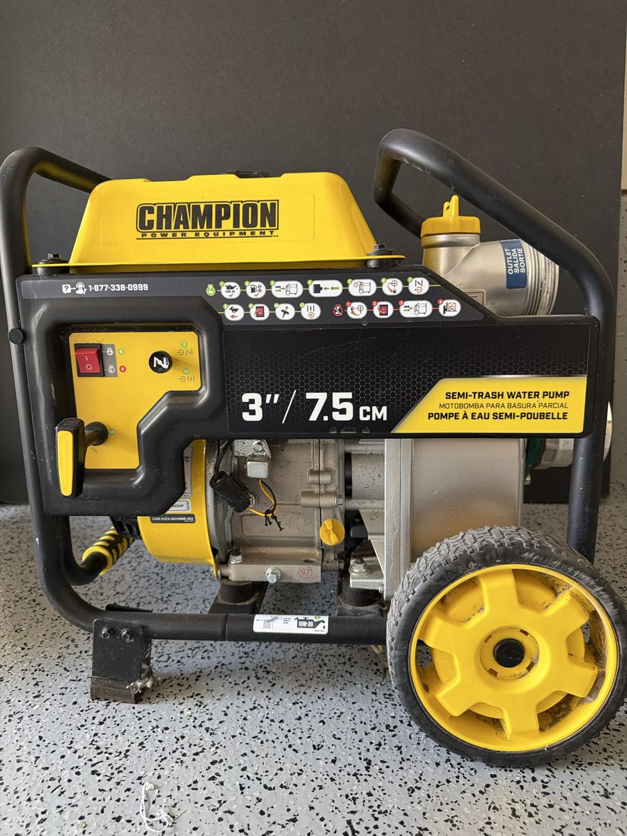 Champion Power Equipment 3-Inch Gas-Powered Semi-Trash Water Transfer Pump with Hose and Wheel Kit