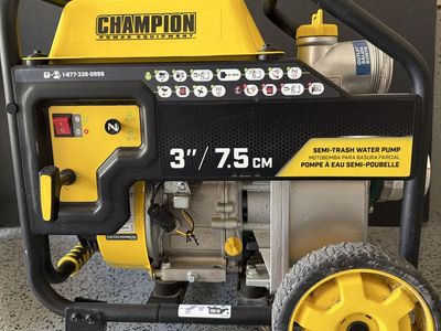 Champion Power Equipment 3-Inch Gas-Powered Semi-Trash Water Transfer Pump with Hose and Wheel Kit